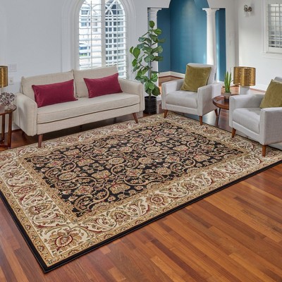 Majestic Black and Gold Tufted Synthetic 8' x 10' Area Rug