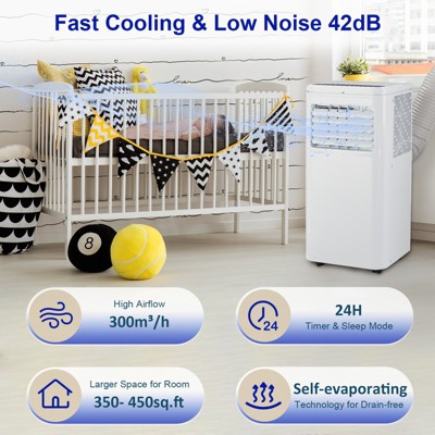 10000BTU ABS Portable Air Conditioner,  3 in 1 AC with Cool Dry Fan Functions Auto, Evaporative System, Two Fan Speeds