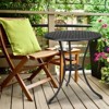24" Round Patio Bistro Table - Cast Aluminum Outdoor Cafe Table with Umbrella Hole for Porch/Backyard/Garden - 4 of 4