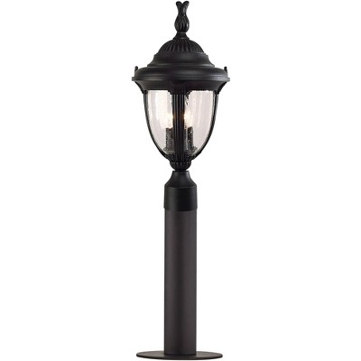 John Timberland Traditional Outdoor Post Light Fixture LED Black 31 1/2" Seeded Glass for Exterior Garden Yard Driveway Walkway