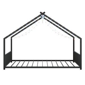 Ridstar 55.9 in. W Roof-Shaped Full-Size Canopy Bed Frame for Children-Black - 1 of 4