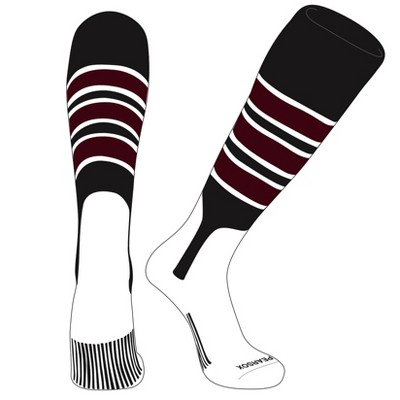 PEAR SOX OTC Baseball Softball Stirrup Socks (C, 7in) Black, White, Maroon