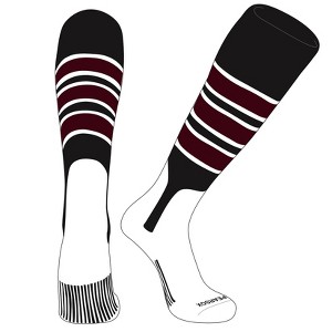 PEAR SOX OTC Baseball Softball Stirrup Socks (C, 7in) Black, White, Maroon - 1 of 3
