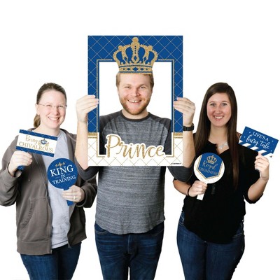 Big Dot of Happiness Royal Prince Charming - Baby Shower or Birthday Party Selfie Photo Booth Picture Frame & Props - Printed on Sturdy Material