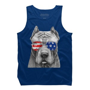 Men's Design By Humans American Pitbull With Sunglasses By Tank Top - 1 of 2