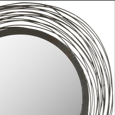 21" Round Brown Iron Wire Wall Mirror