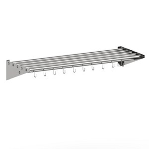 NSF Certified Stainless Steel Wall Mount Shelf, Metal Kitchen Rack with 10 S Hooks for Convenient Storage and Organization of Pots, Pans - 1 of 4