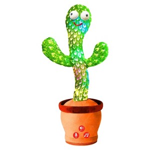 Etokfoks Dancing Talking Cactus Plush Toy 1 Piece Repeats Speech Sings 50 Songs Plays Music Lights Up Volume Adjustable for Kids Gift - 1 of 4