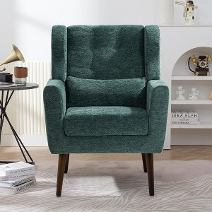 Modern Chenille Accent Armchair – Tufted High Back, Foam Cushion, Upholstered Lounge Chair for Bedroom or Living Room - 1 of 4