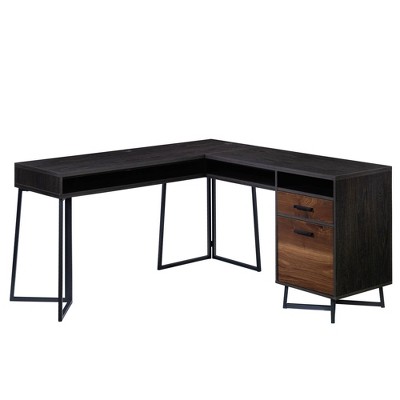 Canton LaneL Shaped Desk Computer Desk Brew Oak - Sauder: Home Office, Letter-Size File Holder