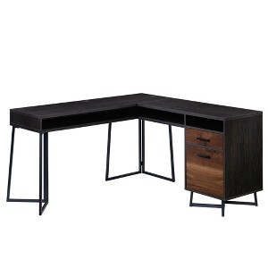 Canton LaneL Shaped Desk Computer Desk Brew Oak - Sauder: Home Office, Letter-Size File Holder - 1 of 4