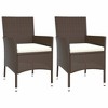 vidaXL 3 Piece Patio Bistro Set with Cushions Brown Poly Rattan - 4 of 4