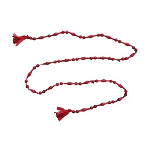 Storied Home Glass Bead Garland with Cotton Tassels, Red - 1 of 3