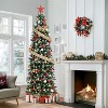 6ft Pencil Christmas Tree, Pre-Lit Artificial Xmas Tree with Metal Stand, Slim Holiday Decoration for Home, Office, Party - 2 of 4