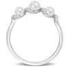 EVERLY JEWELRY  | Sterling Silver 1/4 CT TGW Created White Sapphire And White Freshwater Cultured Pearl Fashion Ring - 4 of 4