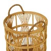 Set of 3 Wood Baskets Brown - Olivia & May: Decorative Tall Storage with Handles, Bohemian Style, Round Shape - 4 of 4