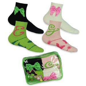 Wicked Elphaba and Glinda Women's 4 Pair Micro Cozy Socks in Cosmetic Bag Fits Shoe Size 4-10 Multicolored - 1 of 4
