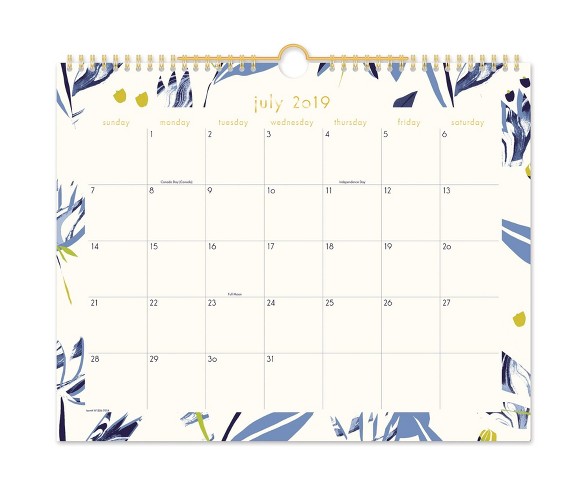 2019-2020 Water Lillies Academic Wall Calendar Blue/Cream - Lillian Farag