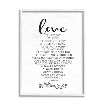 Stupell Industries Love is.. Uplifting Heartfelt Quote Spiritual Scripture Black Framed Giclee Art