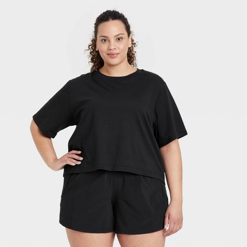 Women's Supima Cotton Cropped Short Sleeve Top - All in Motion™ - image 1 of 2
