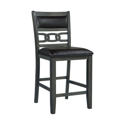 Gray Counter Height Dining Set with Faux Leather Upholstered Chairs