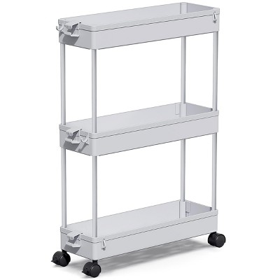 YIGII  Slim Rolling Storage Cart,3 Tier Storage Organizer Laundry Room Organizer Mobile Shelving Unit,Multi-Purpose for Kitchen,Office,Gray