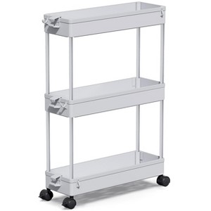 YIGII  Slim Rolling Storage Cart,3 Tier Storage Organizer Laundry Room Organizer Mobile Shelving Unit,Multi-Purpose for Kitchen,Office,Gray - 1 of 4