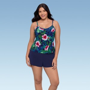 Trimshaper Women's Farrah Swim Romper with Pockets - 1 of 3