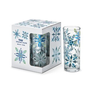 tag 10 oz. Alpine Glow Blue Snowflake Cocktail Beverage Drinkware Glass Set of 4 - 1 of 2