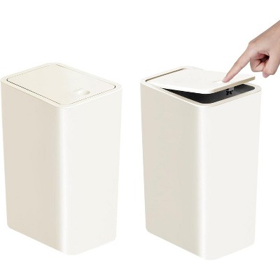 Bathroom Trash Can with Lid, 10 Liter/ 2.6 Gallon Slim Garbage Can, Small Trash Bin Waste Basket with Pop-Up Lid
