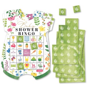 Big Dot of Happiness Wildflowers Baby - Picture Bingo Cards and Markers - Boho Floral Baby Shower Shaped Bingo Game - Set of 18 - 1 of 4