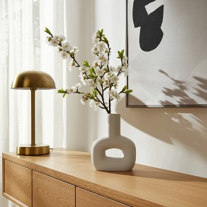 Sagebrook Home 8" Dolomite Open Cut-Out Vase Contemporary Abstract Table - 1 of 4