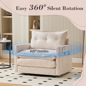 MOONMISS Chenille Swivel Barrel Chair - Mid Century Modern Single Chair, Thick Padded Arm Chair with Solid Metal Base for Living Room Bedroom - 1 of 4