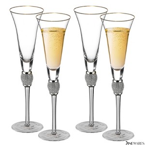 Dinewares Red Wine Glasses with Diamond Rhinestone Accent - 18 oz, 10 Inches Tall - Perfect Glasses for Bride and Groom - 1 of 4