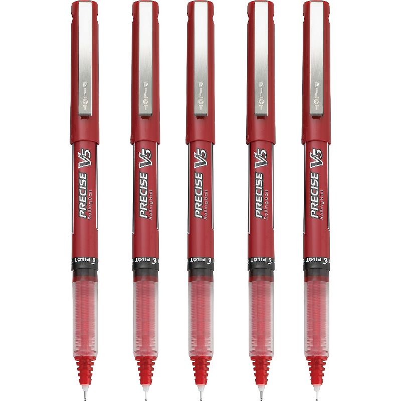 Pilot Precise V5 Rollerball Pens Extra Fine Point Red Ink 5 Pack (26012) 379739, 2 of 5