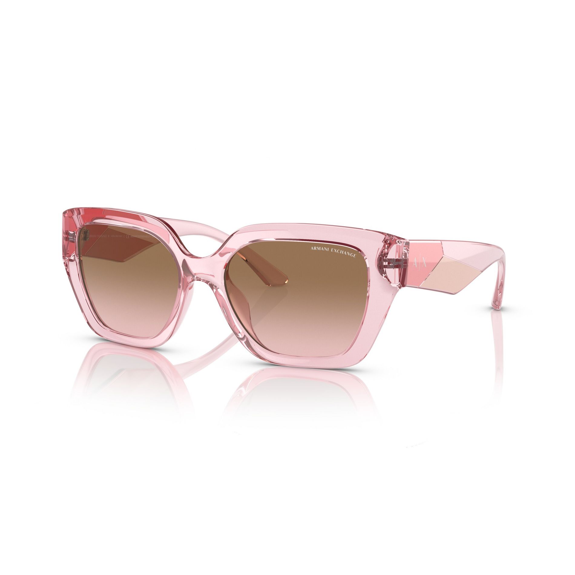 Armani Exchange AX4125SU 54mm Woman Rectangle Sunglasses Pink Gradient Grey Lens