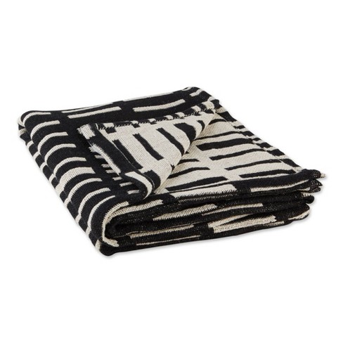 50"x60" Jacquard Urban Throw Blanket Black - Design Imports: Cotton ...