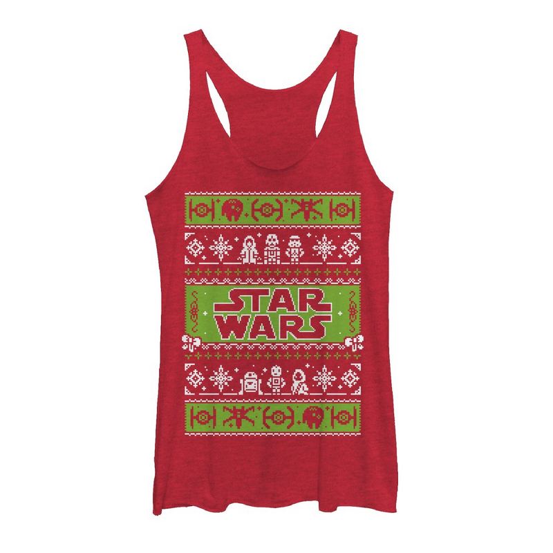 Women's Star Wars Ugly Christmas Merry Side Racerback Tank Top, 1 of 4