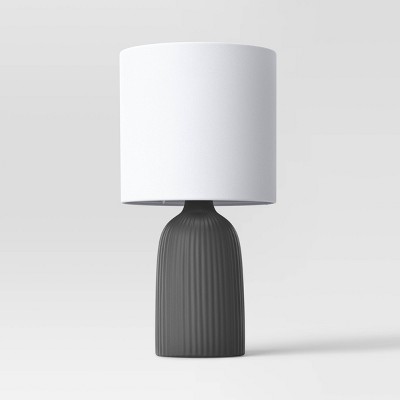Fluted Ceramic Mini Table Lamp Dark Gray  - Threshold™