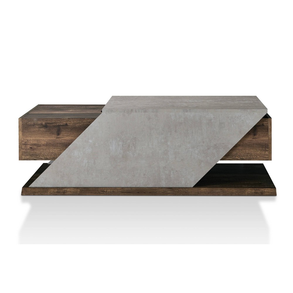 HOMES: Inside + Out Antero Lift Top Coffee Table Reclaimed Oak: Industrial Style, Storage Compartment, MDF -  86062665