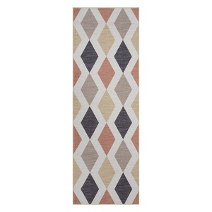 Coolmee Washable Area Rugs for Living Room, Vintage Retro Checkered Rugs Non Slip Ultra-Thin Low Pile Foldable Floor Carpet for Bedroom - 1 of 4