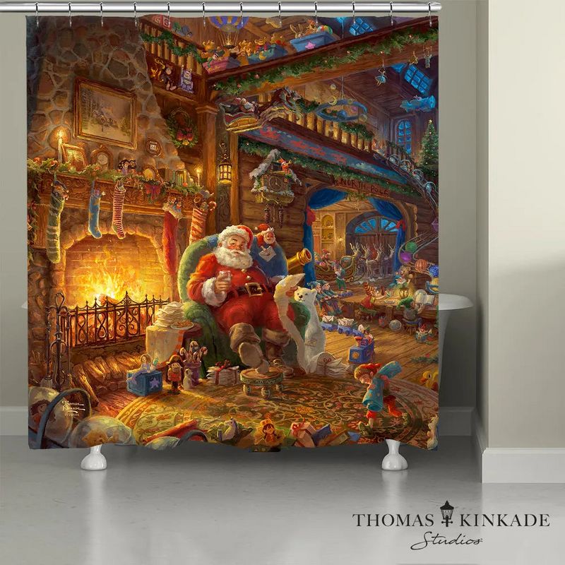 Thomas Kinkade Santa's Workshop Shower Curtain - Multicolored, 1 of 2
