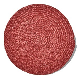 tagltd Hemp Braided Single Placemat Burnt Sienna 15" X 15" Square Quilted Reversible Washable Placemat - 1 of 2