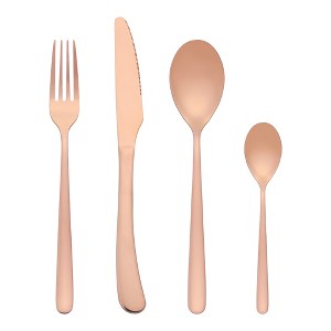 REGALWOVEN Stainless Steel  Mirror Polished Flatware Silverware Set with Serving Utensils 4 Piece - 1 of 4