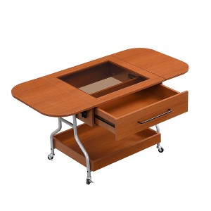Vynxaria Folding Tables - Modern Extendable Coffee Table with Wheels, Drawer, and 2-Tier Storage - 1 of 4