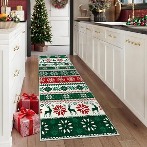 TackView Christmas Area Rug, Washable Indoor Rug Floor Covers Xmas Boho Accent Rug Farmhouse Carpet for Living Room Bedroom - 1 of 4
