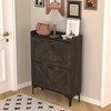 TIRAMISUBEST Shoe Cabinet with 2 Flip Drawers& Open Shelves - Brown Mobile File Cabinet - 3 of 4