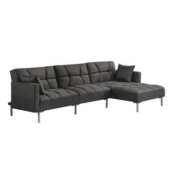 107" Duzzy Sectional Sofa Dark Gray Fabric - Acme Furniture