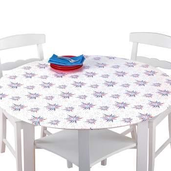 Collections Etc Patriotic Fitted Round Vinyl Dining Table Cover MEDIUM