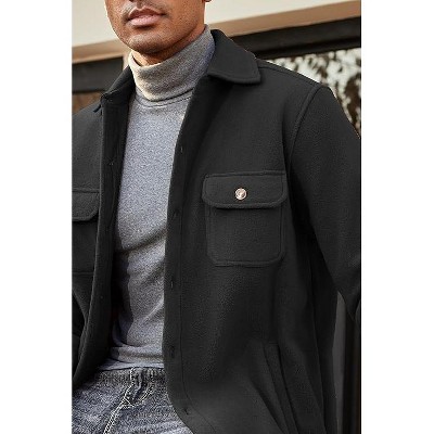 COOFANDY Men's Polar Fleece Shacket Long Sleeve Casual Button Down Shirt Jacket with Pockets Dark Grey XXL — фото 2